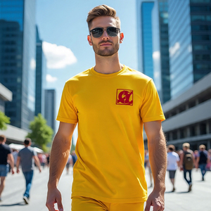 เสื้อเชิ้ตลำลองสำหรับผู้ชายผ้าโพลีเอสเตอร์/ ผ้าฝ้ายโอเวอร์ไซส์ระบายอากาศได้เสื้อเปิดไหล่ปล่อยเป็นมิตรกับสิ่งแวดล้อมเสื้อสีพื้น180g สำหรับฤดูร้อน - Product Image 3