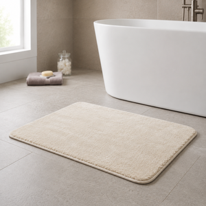 Premium Modern Anti-Slip Eco-Friendly <b>Bath</b> Mat Soft Polyester <b>Light</b> beige 60x50 cm Rubber Diatomite Backing Home & Hotel Use - Product Image 2