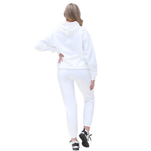 Sudadera con capucha de lana de algodón y chándales de pantalón para mujer, ropa de temporada de invierno ecológica de lana gruesa personalizada - Product Image 2