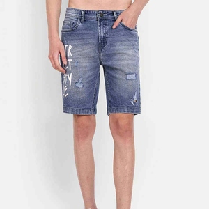 Shorts Vaqueros para Hombre, Estilo Vintage Personalizado, Corte Holgado, Estilo Urbano, Verano, Casual, Desgastados, con Cordón, Secado Rápido, a la Moda - Product Image 1