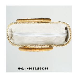 MEILLEUR PRIX SAC À MAIN POUR FEMMES EN JACINTH D'EAU DE COULEUR NATURELLE TISSÉ À LA MAIN NOUVELLE MODE SAC DE PLAGE EN GROS Forme de demi-lune Fermeture éclair - Product Image 4