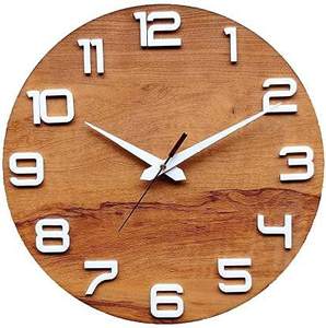 Horloge murale design attrayant en bois de haute qualité forme ronde Design classique décoration de la maison horloge murale - Product Image 2
