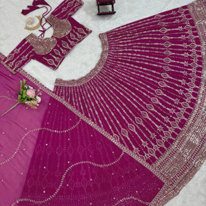ชุดงานแต่งงานออกแบบสวม lehenga choli กับด้ายและลำดับการทำงาน - Product Image 5