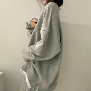 Sweat-shirts pour femmes en polyester/coton mélangé, décontractés, patchwork, col rond, manches longues, couleur personnalisable, logo, séchage rapide - Product Image 2