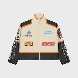 Chándales de diseño de logotipo bordado de Color amarillo con Panel hecho a medida para hombres, chándales impermeables y lluviosos para hombres - Product Image 3