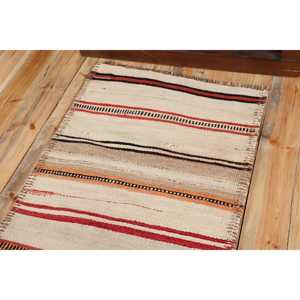 2.6x11.4 ft Rug, Turkish Vintage Runner Rug, <b>Brown</b> Kilim <b>Wool</b> Rug - Product Image 5