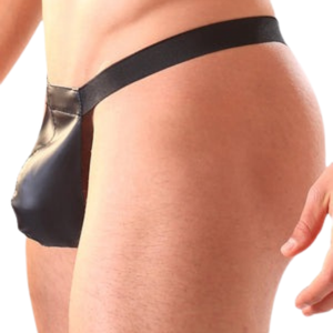 Leather Shorts with Red Stripes <b>Black</b> Faux Leather Fetish Clubwear Shorts - Product Image 2