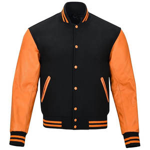 Veste universitaire pour homme avec logo brodé personnalisé sur le devant, col montant, manches en laine, qualité supérieure, style streetwear, hiver - Product Image 1