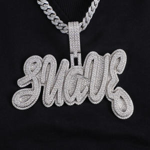 Personalizado SUAVE letra Moissanite diamante colgante 925 plata esterlina personalizado completo helado estilo Hip Hop colgante para hombres - Product Image 6