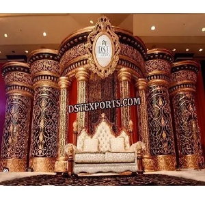 Grande réception fête couronne scène configuration intérieur mariage indien réception scène Deluxe Western thème mariage scène DecorationUK - Product Image 1