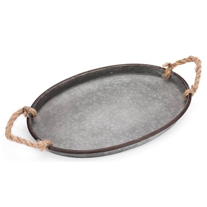 Bandeja de servicio de metal galvanizado de aspecto vintage oxidado para fiestas de boda de restaurante Bar Hotel de granja - Product Image 5