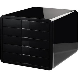 HAN I-Box 5-<b>Drawer</b> Unit ABS <b>Plastic</b> Black Housing & <b>Drawer</b> for DIN A4 & DIN C4 Organizer for Desktop - Product Image 1
