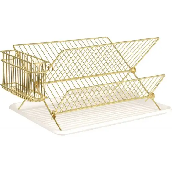 Gold Luxury storage rack for dish and plate and all accessories of kitchen items wall hanging rack made of iron handicraft