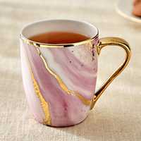 Belle tasse à café en céramique de différentes couleurs traditionnelles avec bord doré et poignée | Verres pour la maison, le restaurant, l'hôtel et les cadeaux