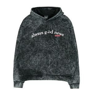 Sweat à capuche délavé à l'acide strass de la meilleure qualité pour hommes polaire délavée au soleil avec logo personnalisé épais noir respirant hiver - Product Image 1