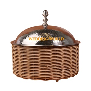 Olla Caliente de Acero Inoxidable con Acabado de Ratán, Decoración de Mesa para el Hogar, Cazuela Decorativa Redonda, Calentador de Comida de Metal Nuevo al por Mayor - Product Image 1
