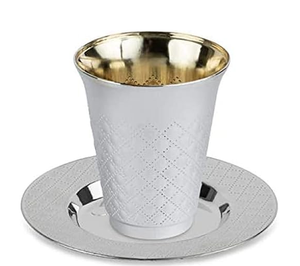 Top Shabbat Juif bénédiction religieuse tasse à vin Shabbat Vacances Kiddoush tasse en acier inoxydable avec argent et or - Product Image 6
