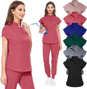 À la mode femmes gommage uniformes ensembles élégant soins infirmiers gommage costumes personnalisé médical coton gommage ensembles avec vestes - Product Image 6