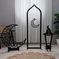 Ornement de table en bois acrylique doré de grande taille pour le Ramadan, Eid Mubarak, arche de mosquée islamique, plaque, fournitures de fête à domicile, support de bureau