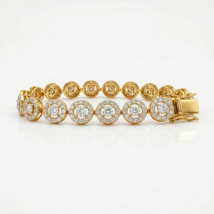 Pulsera de Plata de Ley con Diamantes de Moissanita Redondos, Elegantes Pulseras y Brazaletes de Diamantes - Product Image 2