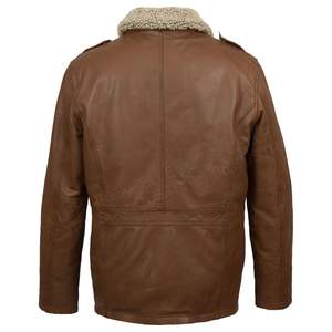 Veste en cuir et toile marron foncé vintage avec logo brodé personnalisé, coupe décontractée, respirante, séchage rapide, pour homme, idéale pour l'hiver - Product Image 3