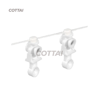 Componentes de Soporte Ondulado con Ruedas de Plástico Blanco para Cortinas, Espaciado de 60 mm