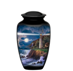 Urna Funeraria de Metal (Latón/Aluminio) con Diseño de Faro, para Cenizas Humanas de Adultos - Product Image 5