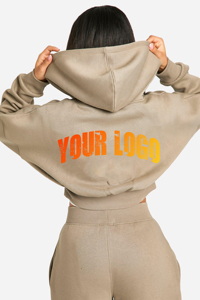 Sudadera con Capucha Corta de Último Diseño con Logotipo Personalizado, Sudadera de Punto Larga con Capucha para Mujer - Product Image 6