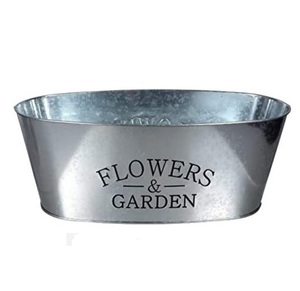 wholesale galvanized metal <b>planter</b> <b>large</b> round bucket shinny finished flower tub flower pot garden use for outdoor indoor decor - Product Image 2