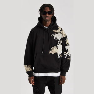 La mejor calidad personalizada de peso pesado térmico bordado Streetwear invierno Sudadera con capucha ácido lavado estampado 3D patrón con capucha cuello Crop - Product Image 1