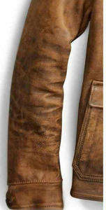 Chaqueta de cuero para hombre desgastada estilo Vintage con logotipo personalizado, chaqueta de cuero de vaca auténtica y a la moda para hombre 2025 - Product Image 4