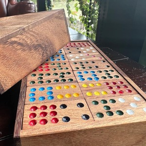 Caja de dominó de madera personalizada con 28 fichas de madera hechas en India Tienda de juegos de madera Juguetes promocionales de madera - Product Image 3