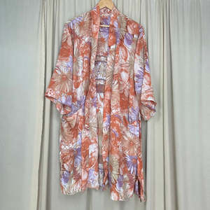 Vintage Floral Romance Silk Sari Boho Kimono Luxury Loungewear House <b>Robe</b> Flowy Gown Duster <b>Beach</b> Cover-Up for Swimsuit - Product Image 6