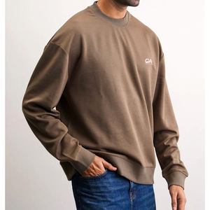 Sudadera lavada con ácido y cuello redondo de peso pesado con estampado de logotipo personalizado para hombre - Product Image 2