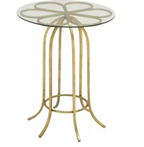 Nouveau Style fait à la main Table d'angle or finition support arrondi verre haut meubles hôtel Restaurant Table d'appoint - Product Image 1