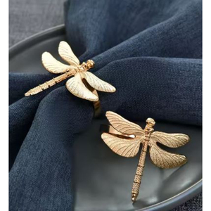 Anneau de serviette de table pour fête de mariage anneau de serviette en forme de libellule en or porte-mouchoirs pour la maison hôtel restaurant accessoires fournitures - Product Image 1