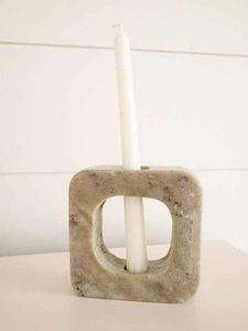 Portavelas de Piedra Natural de Lujo, Moderno, Hecho a Mano, Centro de Mesa de Piedra Gris, Decoración Elegante para Mesa, Oficina, Hogar - Product Image 6