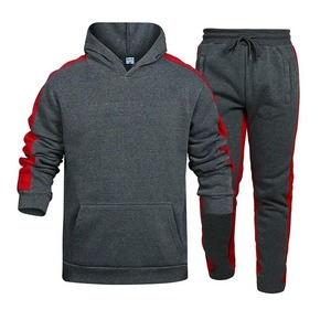 Otoño Invierno hombres de alta calidad Jogging Gym conjunto de 2 piezas Casual Sudadera con capucha chándal estampado sólido para actividades al aire libre - Product Image 5