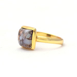 Ópalo etíope cobre 925 plata esterlina 18K chapado en oro anillos de piedras preciosas bisel ajuste boda banda moda - Product Image 3