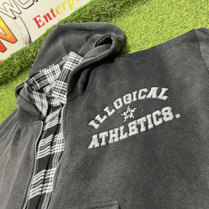 <b>Men's</b> Vintage Plaid Hoodies & Sweatshirts Acid Washed Cotton <b>Fleece</b> Jacket with Embroidery <b>Jumpers</b> & Jackets Button up - Product Image 1