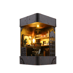 Puzzle en bois 3d personnalisé DIY Book nook mini détective agency Bookshelf Insert Build-Creativity Kit Dollhouse handmade Bookend - Product Image 5