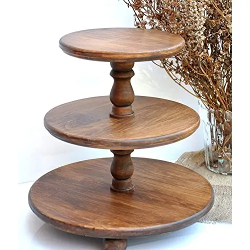 Wedding Cupcake Stand Serving Tray Fruit Platter Cake stand 3-Tier Wooden Cake Stand Bamboo wooden good Quality wood