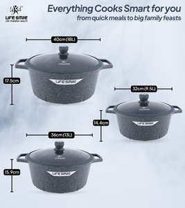 Juego de Ollas de Cocina Antiadherentes de Granito de 6 Piezas de Primera Calidad, Ollas para Sopa con Tapas, Base de Inducción - Product Image 2