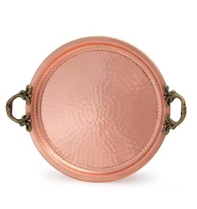 Handcrafted Copper Metal Tray With Glossy Finished for <b>Kitchen</b> Food Serving and Wedding Party Tabletop <b>Decorations</b> - Product Image 4