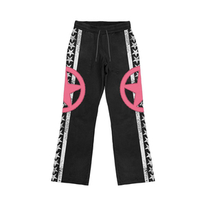 Customized Winter Hooded Breathable Printed Oversize Distressed Patch <b>Embroidery</b> Rhinestone Hoodie Sweatpants <b>Set</b> Acid Wash - Product Image 4