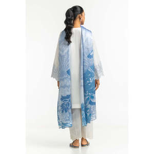 Dupatta en satin bleu froissé imprimé pour femme, 100 % polyester, coupe ample estivale, élément froissé tendance - Product Image 3