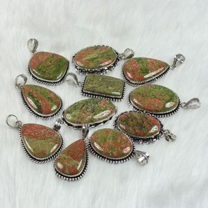 คอลเลกชันดีไซน์เนอร์สไตล์โบฮีเมียนสร้อยคอจี้ unakite สีเขียวธรรมชาติเครื่องประดับแฟชั่นฝังหนามเตย - Product Image 2