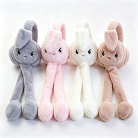 Couvre-oreilles en peluche personnalisés en forme d'oreilles de lapin, mignons couvre-oreilles de lapin qui bougent en pressant, couvre-oreilles d'hiver pour animaux