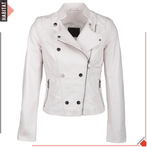 White <b>Women</b> Leather Cropped <b>Jacket</b> Biker <b>Smart</b> Fashion Stylish <b>Jackets</b> - Product Image 1