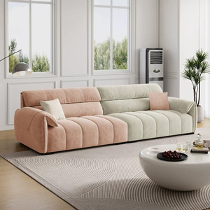 Divano Modulare Moderno Bianco Beige Crema Grigio Nero <span class=keywords><strong>Rosa</strong></span> per Soggiorno a 3 4 5 6 Posti in Tessuto Angolare - Product Image 2